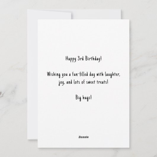 Nom personnalisé Carte de gâteau 3e anniversaire (Dos)