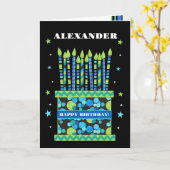 Nom personnalisé Carte de gâteau d'anniversaire av (Fleur jaune)