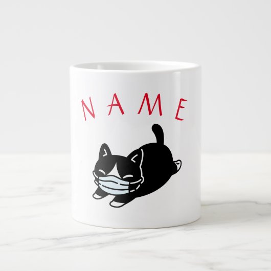 NOM PERSONNALISÉ CAT PORTE MASQUE JUMBO Mug (Devant)