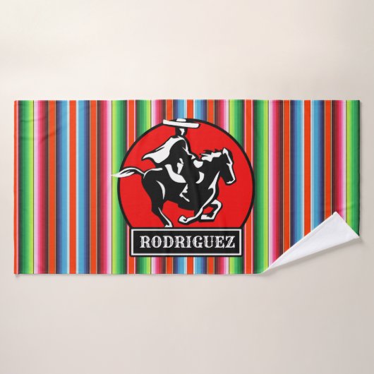 Nom personnalisé Charro Horse Espagnol Serape Mexi (Serviette de bain)