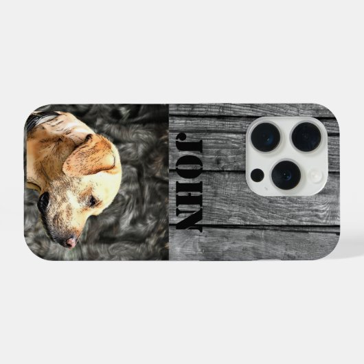 Nom personnalisé Chasse Chien Rustique Jaune Lab C (Verso Horizontal)