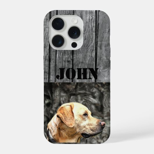 Nom personnalisé Chasse Chien Rustique Jaune Lab C (Verso)