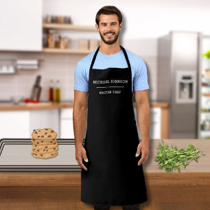 Nom personnalisé Chef principal Tablier noir et bl