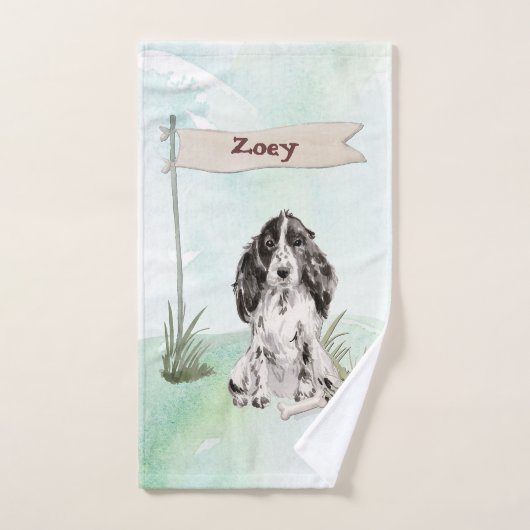 Nom personnalisé Cocker Spaniel Pet Chien (Serviette à main)