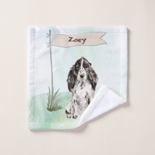 Nom personnalisé Cocker Spaniel Pet Chien (Gant de toilette)
