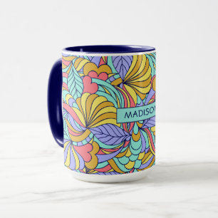 Nom personnalisé Colorful Doodles tasses