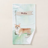 Nom personnalisé Corgi chien animal (Serviette à main)