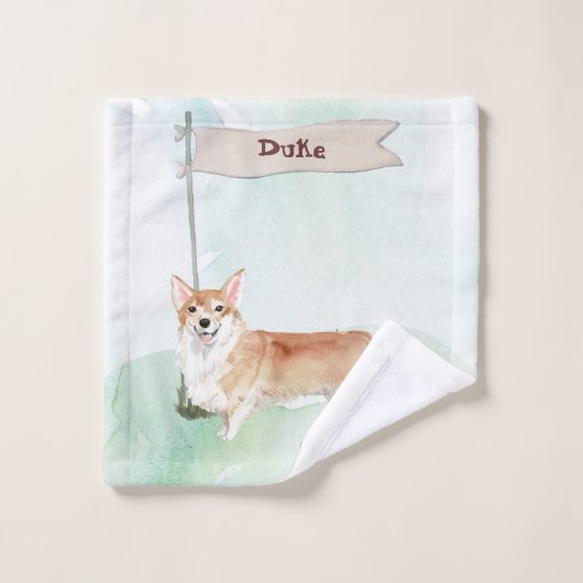 Nom personnalisé Corgi chien animal (Gant de toilette)