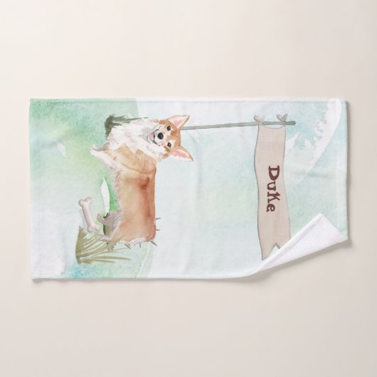 Nom personnalisé Corgi chien animal (Serviette à main)