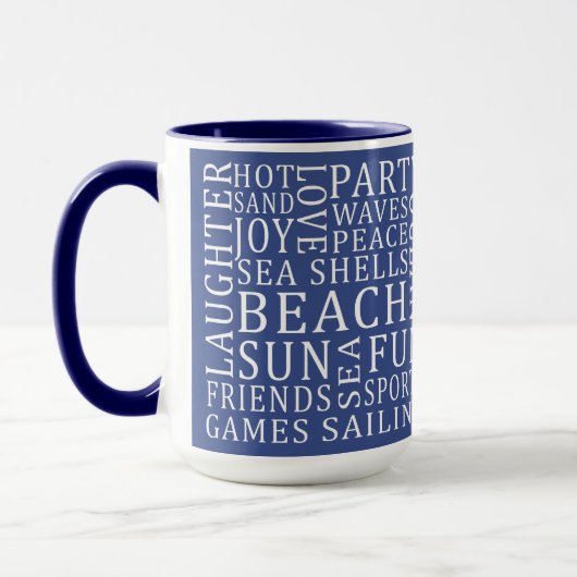 Nom personnalisé & Couleur Beach House tasses (Gauche)