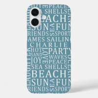 Nom personnalisé & Couleur Plage Typographie coque