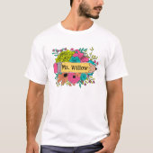 Nom personnalisé Crayon Fleurs sauvages T-shirt (Devant)