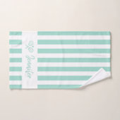 Nom personnalisé Cute Tennis Aqua Blue Stripes (Serviette à main)