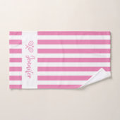 Nom Personnalisé Cute Tennis Pink Stripes (Serviette à main)