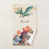 Nom personnalisé Cute Watercolor Dinosaur (Serviette à main)