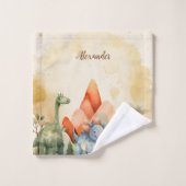Nom personnalisé Cute Watercolor Dinosaur (Gant de toilette)
