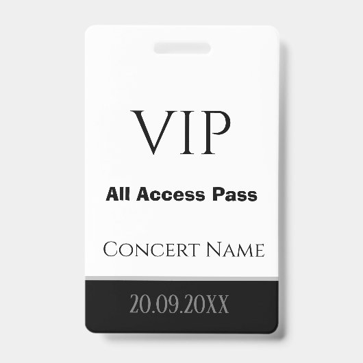Nom personnalisé Date VIP All Access Pass Badge de (Face)