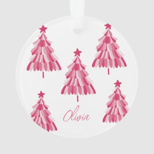 Nom personnalisé de l'arbre de Noël rose moderne (dos)
