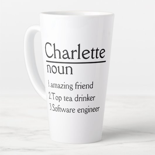 Nom personnalisé Définition Latte Mug (Angle gauche)