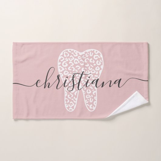 Nom personnalisé Dental Empreinte de léopard Tooth (Serviette à main)