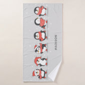 Nom personnalisé des pingouins d'hiver (Serviette de bain)