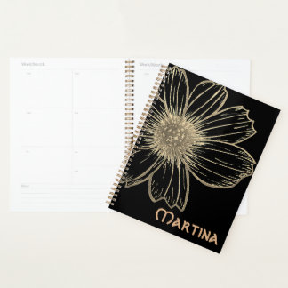 Nom personnalisé Design Black/Gold Flower