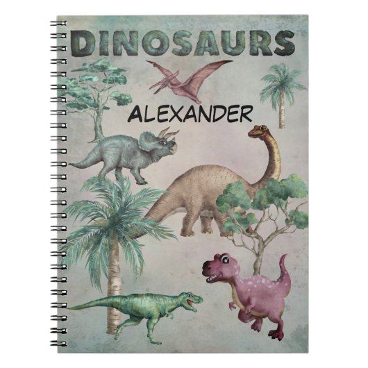 Nom personnalisé Dino Dinosaur Carnet pour garçons (Devant)