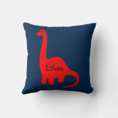 Nom personnalisé "Dinosaur rouge" Coussin (Verso)