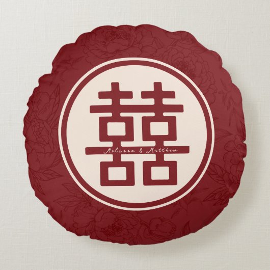 Nom personnalisé Double Xi Mariage chinois Coussin (Devant)