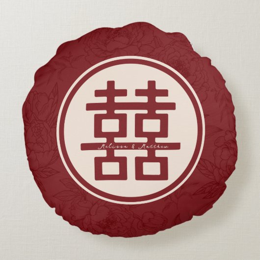 Nom personnalisé Double Xi Mariage chinois Coussin (Dos)