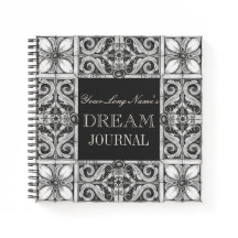 Nom personnalisé Dream Journal noir gris blanc