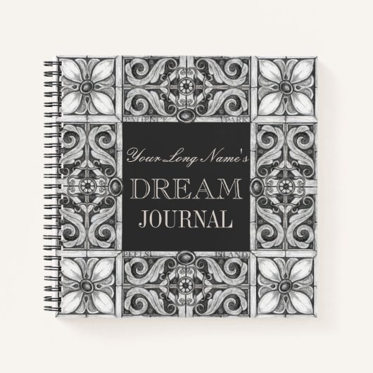 Nom personnalisé Dream Journal noir gris blanc (Devant)