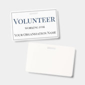 Nom personnalisé du bénévole Badge Texte simple (Avant & arrière)