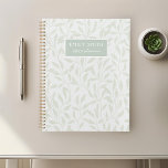Nom personnalisé du feuillage gris doux et de la t<br><div class="desc">Planificateur en spirale sur mesure avec motif en feuillage élégant et naturel avec nom personnalisé sur arrière - plan gris doux.</div>