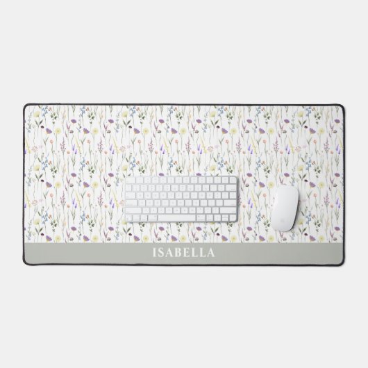 Nom personnalisé du Fleur sauvage d'aquarelle chic (Clavier et souris)