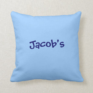 Nom personnalisé du garçon coussin périwinkle bleu