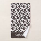 Nom personnalisé du Motif Abstrait Brown foncé et  (Serviette à main)