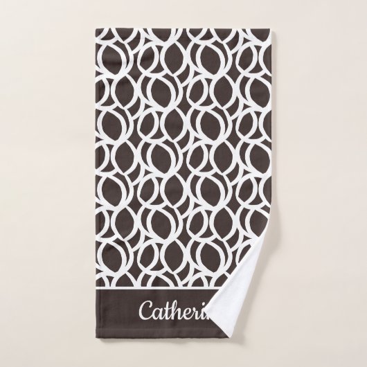 Nom personnalisé du Motif Abstrait Brown foncé et  (Serviette à main)