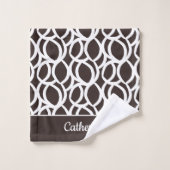 Nom personnalisé du Motif Abstrait Brown foncé et  (Gant de toilette)