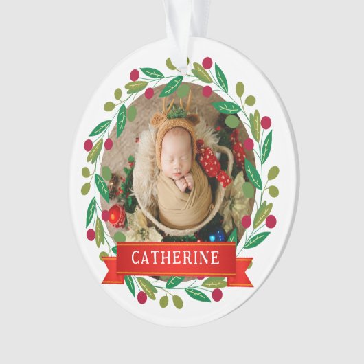 Nom personnalisé du premier Noël du bébé (devant)