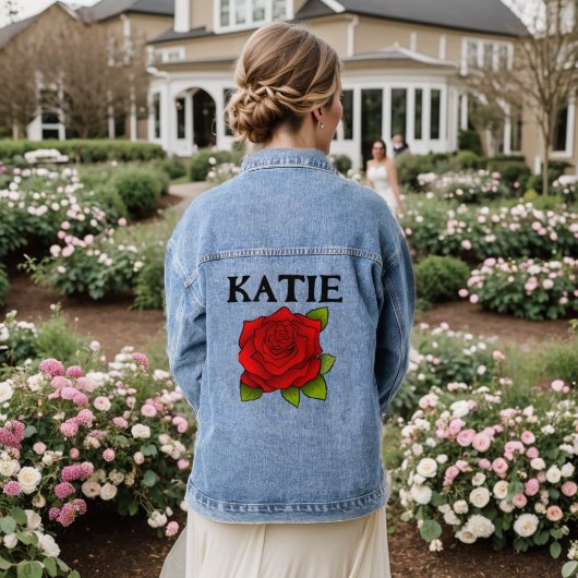 NOM PERSONNALISÉ DU rose JEAN DENIM JACKET (Mariage Retour)