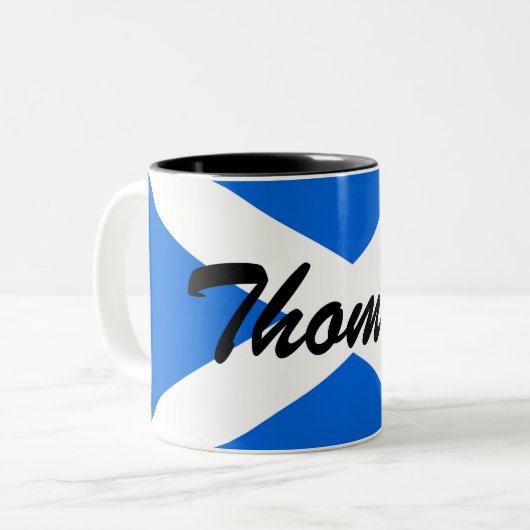 Nom personnalisé Écossais Drapeau Arc de Mug à deu (Devant gauche)