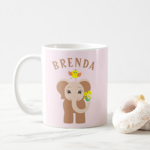 Nom Personnalisé Elephant & Oiseau 11 oz Mug Pour 