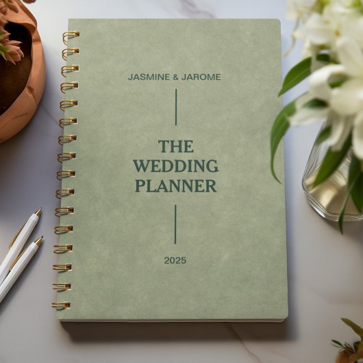 Nom personnalisé en cuir vert Wedding planner