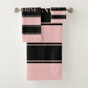 Nom personnalisé en noir et rose rayé