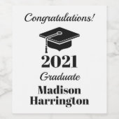 Nom personnalisé et année Graduation vin étiquette (Étiquettes simples)