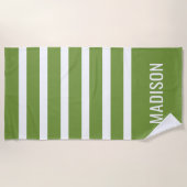 Nom personnalisé et couleur rayé serviette de plag (Devant)