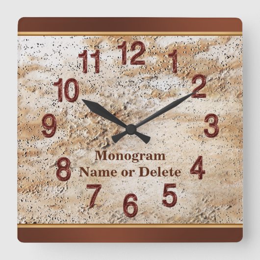 Nom personnalisé et Monogramme Horloge murale pour (Recto)