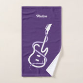 Nom personnalisé et texte de la guitare stylisée (Serviette à main)