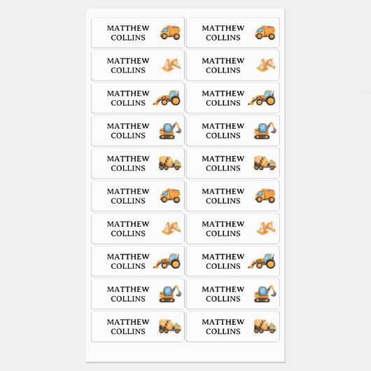 Nom personnalisé étanche Étiquettes Construction (Feuille)
